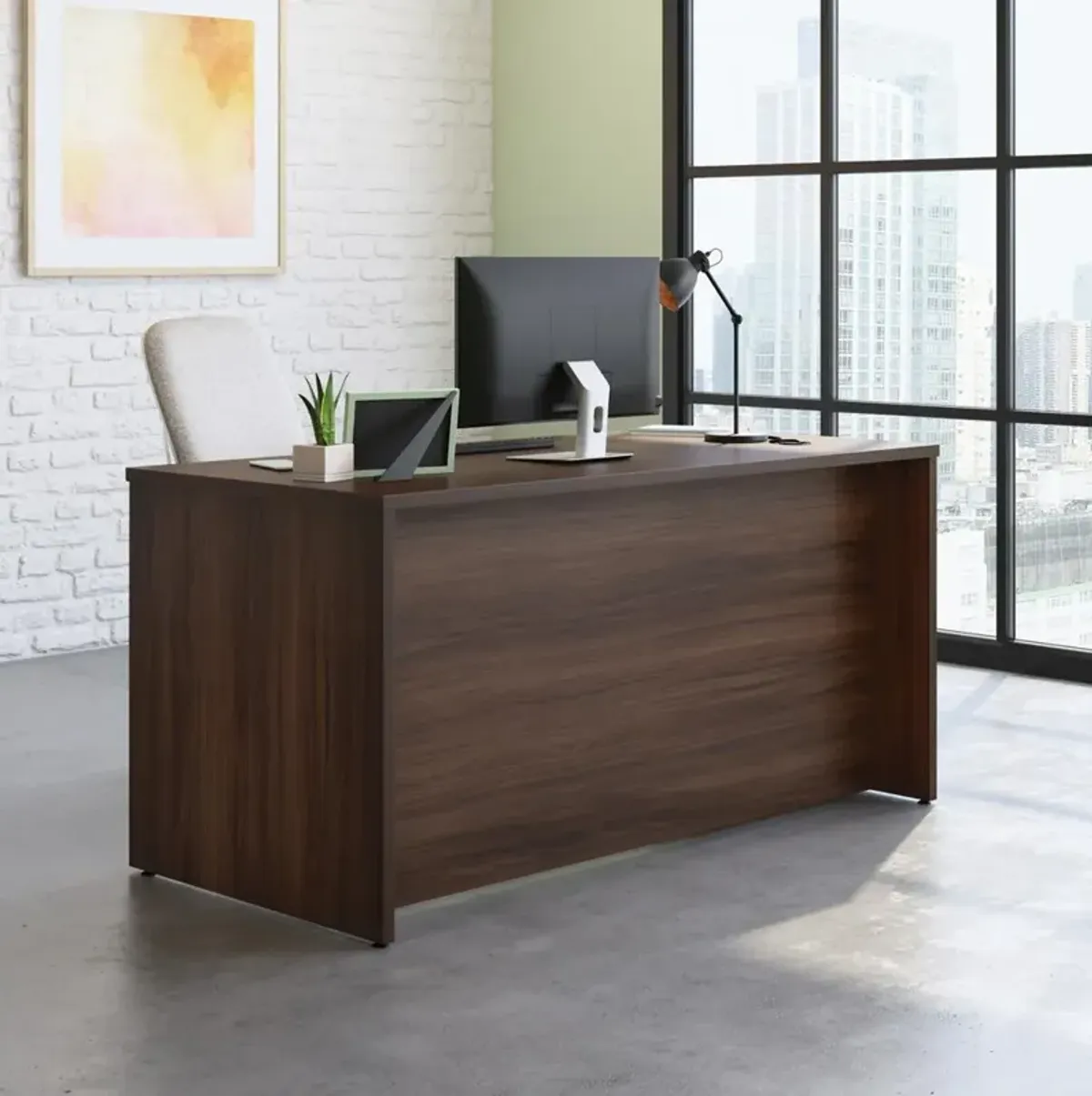 Sauder Affirm 60 Desk Shell  Noble Elm