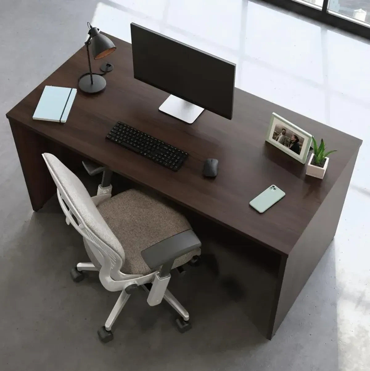 Sauder Affirm 60 Desk Shell  Noble Elm