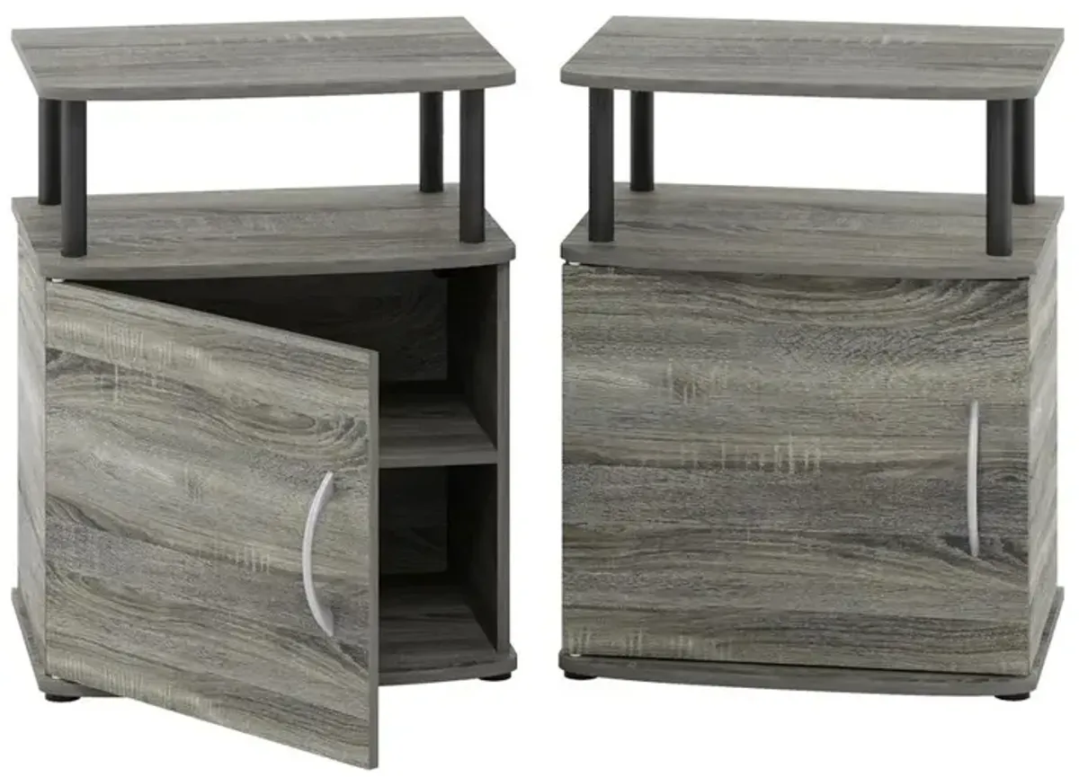 Furinno JAYA Utility Design End Table, Set of Two, French Oak Grey/Black