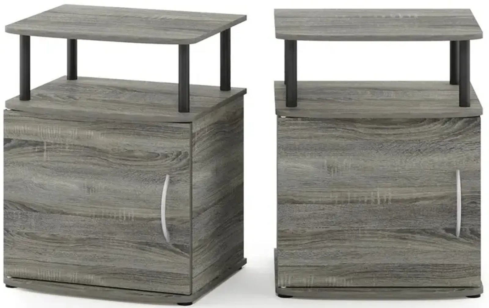 Furinno JAYA Utility Design End Table, Set of Two, French Oak Grey/Black