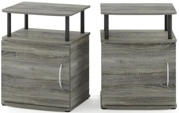 Furinno JAYA Utility Design End Table, Set of Two, French Oak Grey/Black