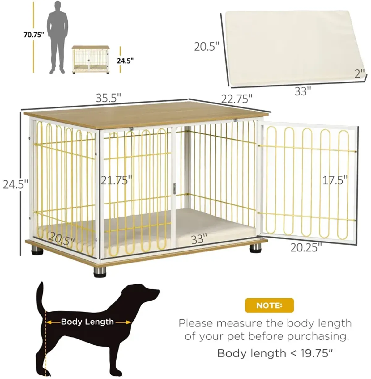 Oak Dog Furniture: 2-in-1 Crate End Table with Washable Cushion