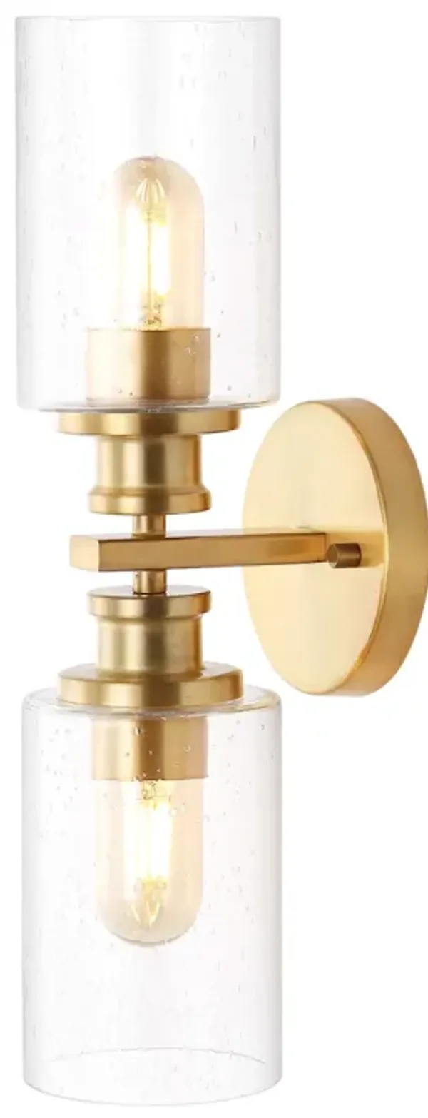 Jules Edison Cylinder Iron/Seeded Glass Farmhouse Contemporary LED Wall Sconce