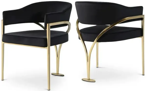 Meridian Furniture Madelyn Black Velvet Dining Chair, Set of 2