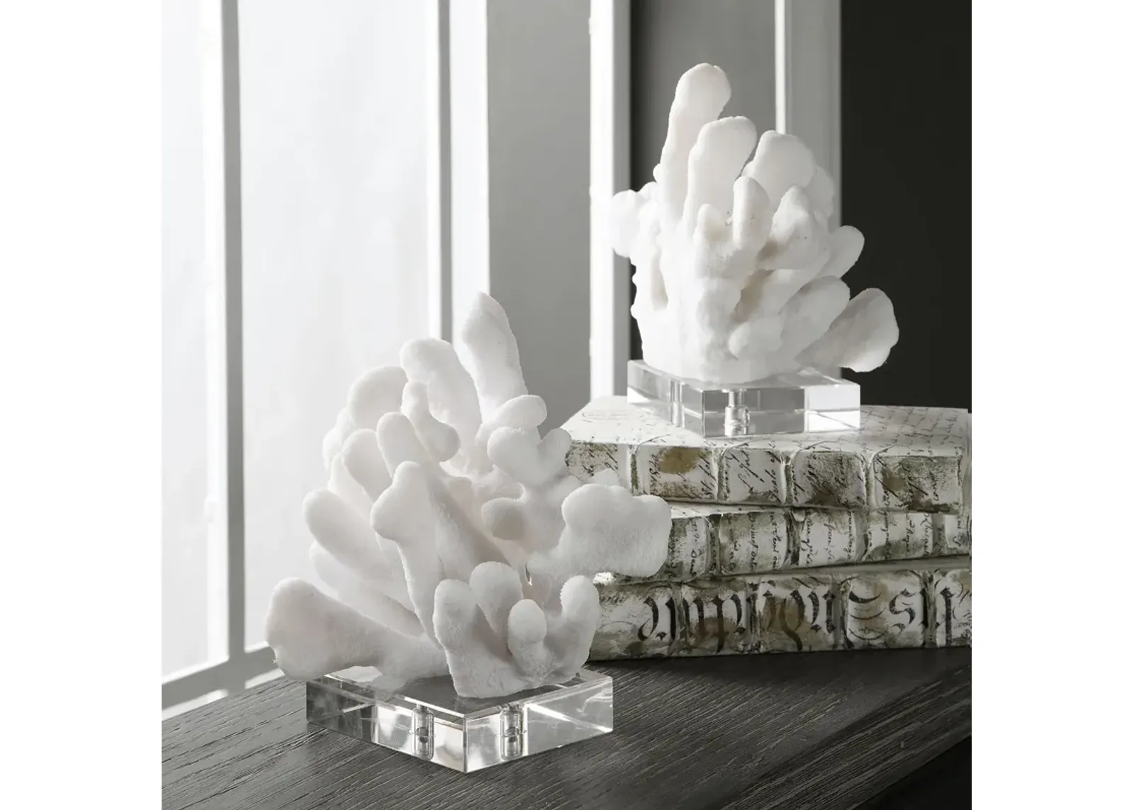 Uttermost Charbel White Bookends, Set/2