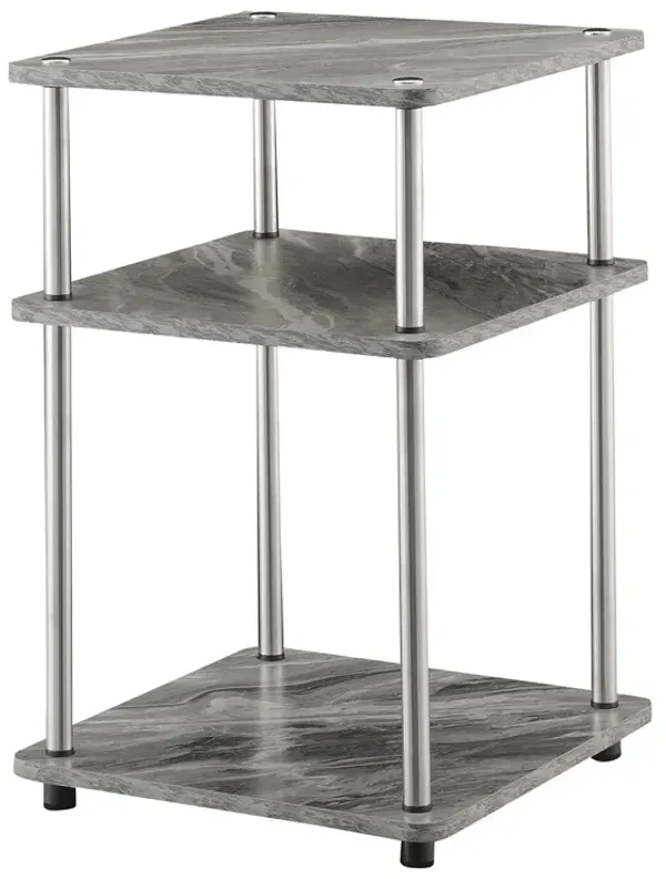 Convenience Concepts Designs2Go No Tools 3-Tier End Table, Faux Gray Marble/Chrome