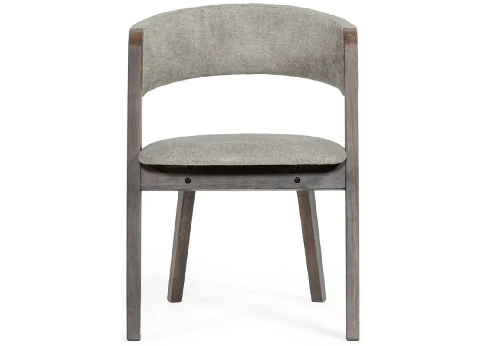 Cid 23 Inch Modern Dining Chair, Curved Back, Set of 2, Gray Fabric-Benzara