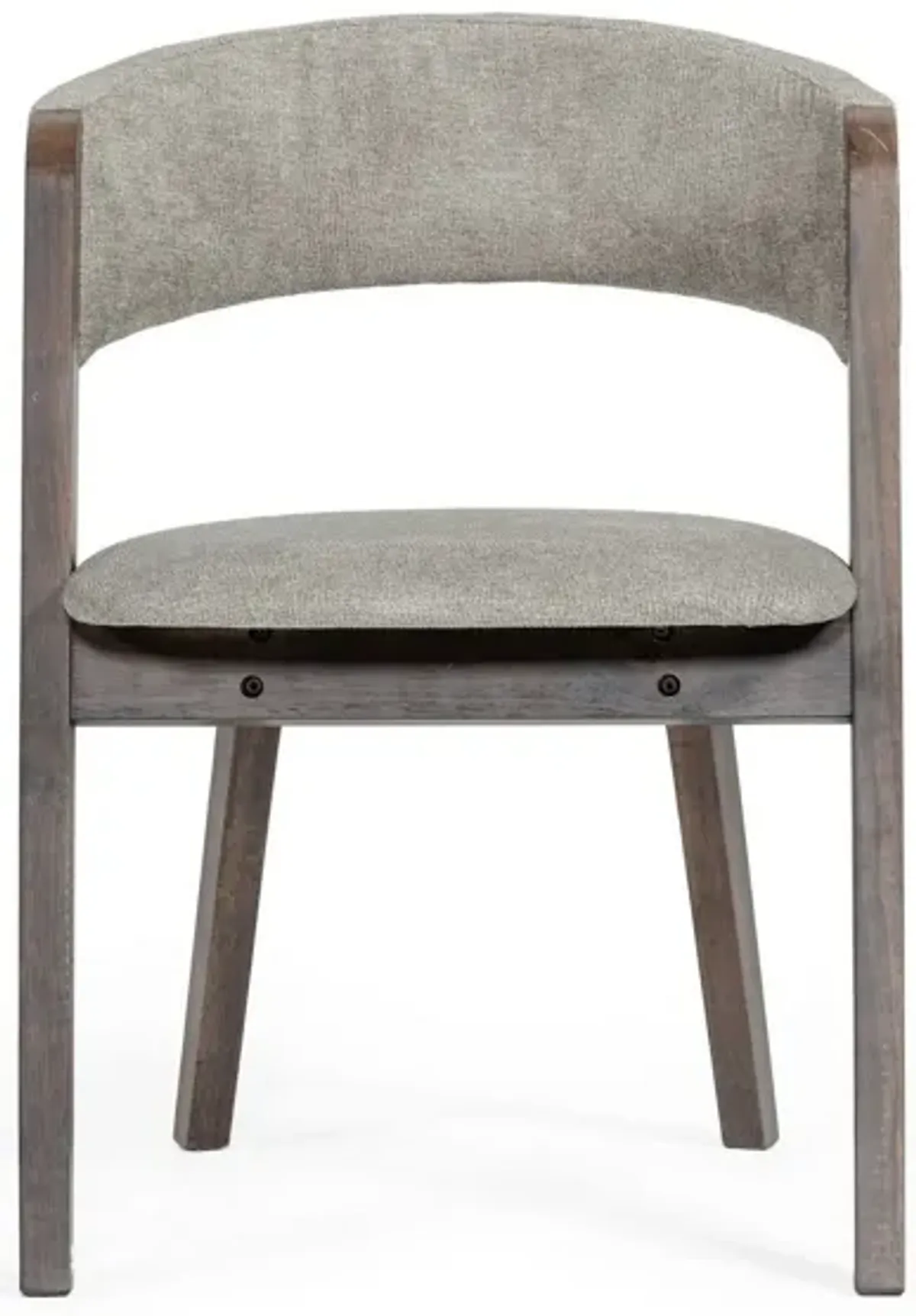 Cid 23 Inch Modern Dining Chair, Curved Back, Set of 2, Gray Fabric-Benzara