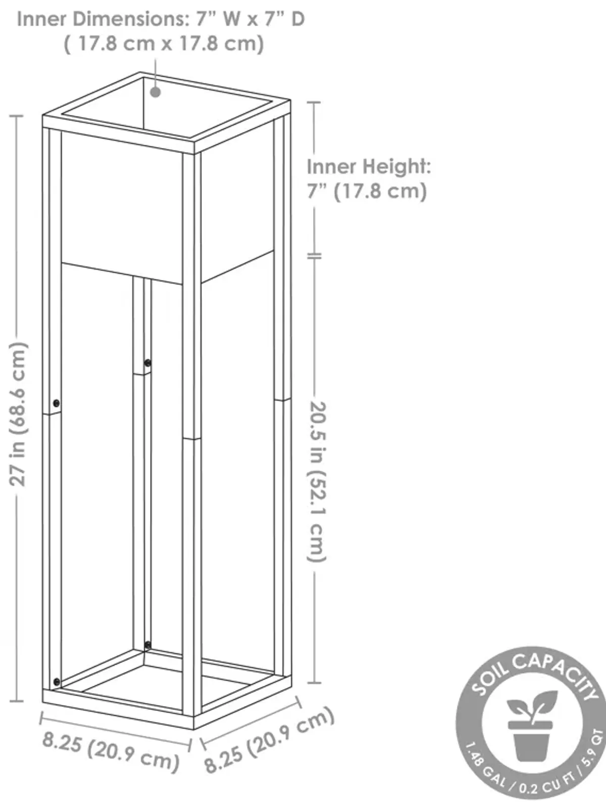 Modern Simplicity 27" H Outdoor Elevated Planter - 2-Pack