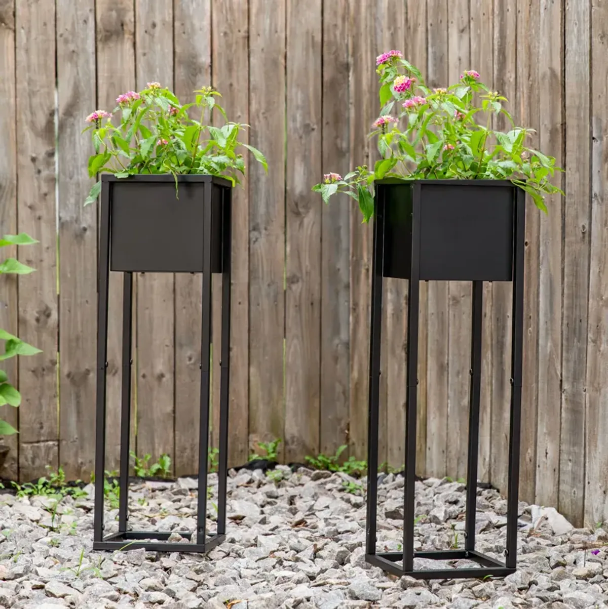 Modern Simplicity 27" H Outdoor Elevated Planter - 2-Pack