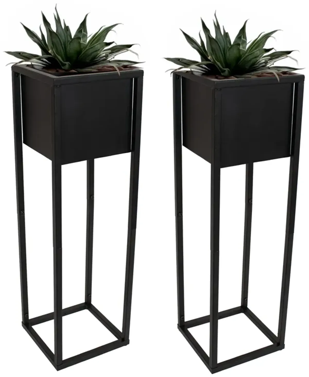 Modern Simplicity 27" H Outdoor Elevated Planter - 2-Pack