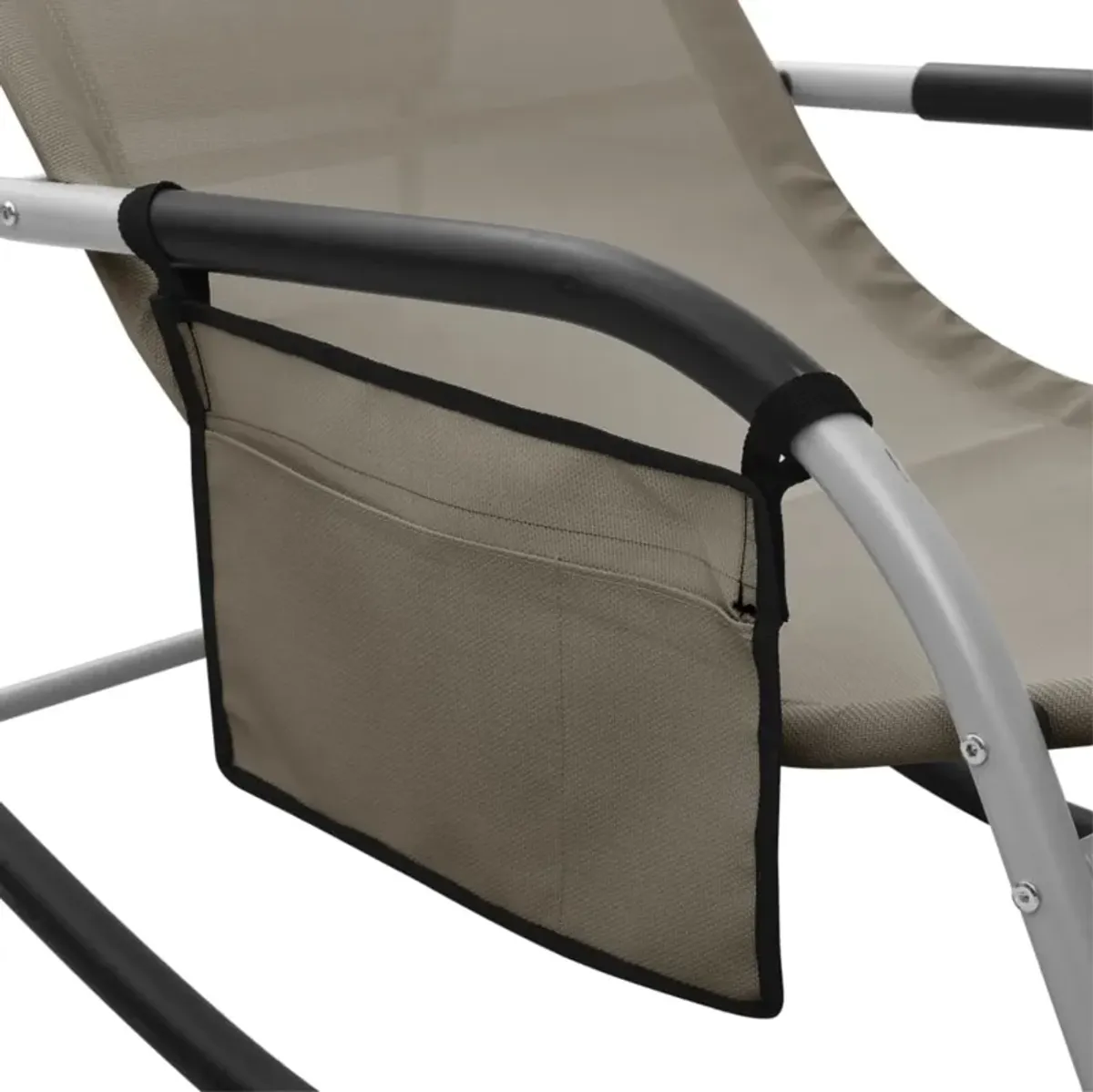 vidaXL Sun Lounger - Textilene Material, Taupe and Gray - Perfect for Garden or Beach, Comes with a Pillow and a Side Bag, Easy Assembly Required