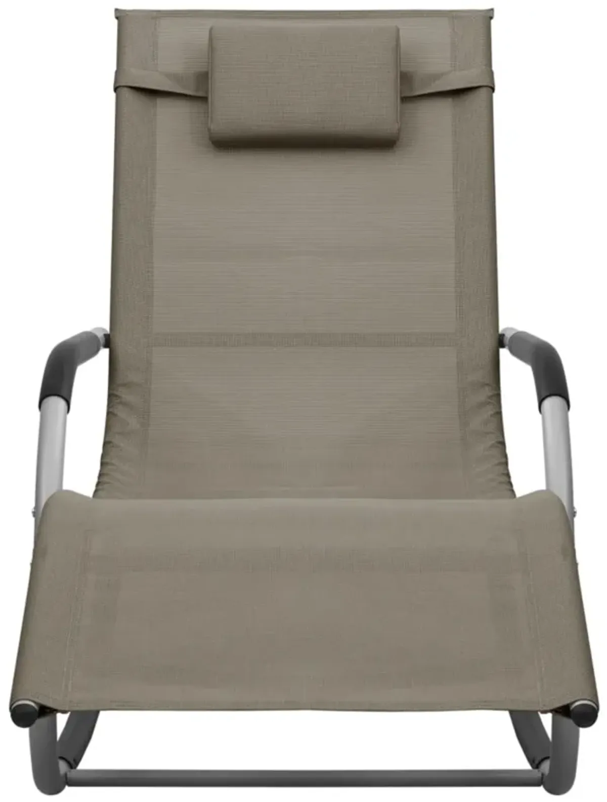 vidaXL Sun Lounger - Textilene Material, Taupe and Gray - Perfect for Garden or Beach, Comes with a Pillow and a Side Bag, Easy Assembly Required