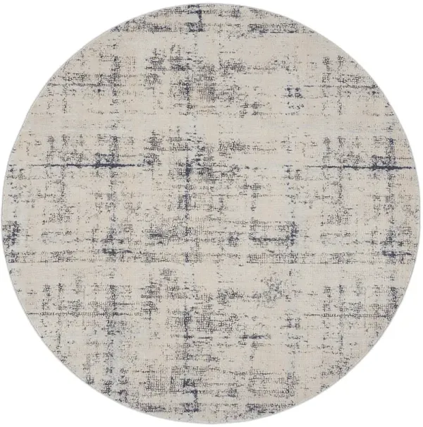 Rustic Textures RUS06 Ivory/Blue 5'3" x Round Rug
