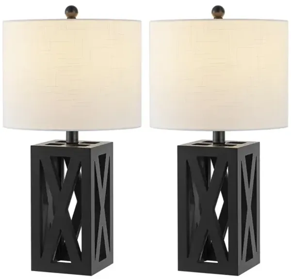 Stewart Farmhouse Wood LED Table Lamp