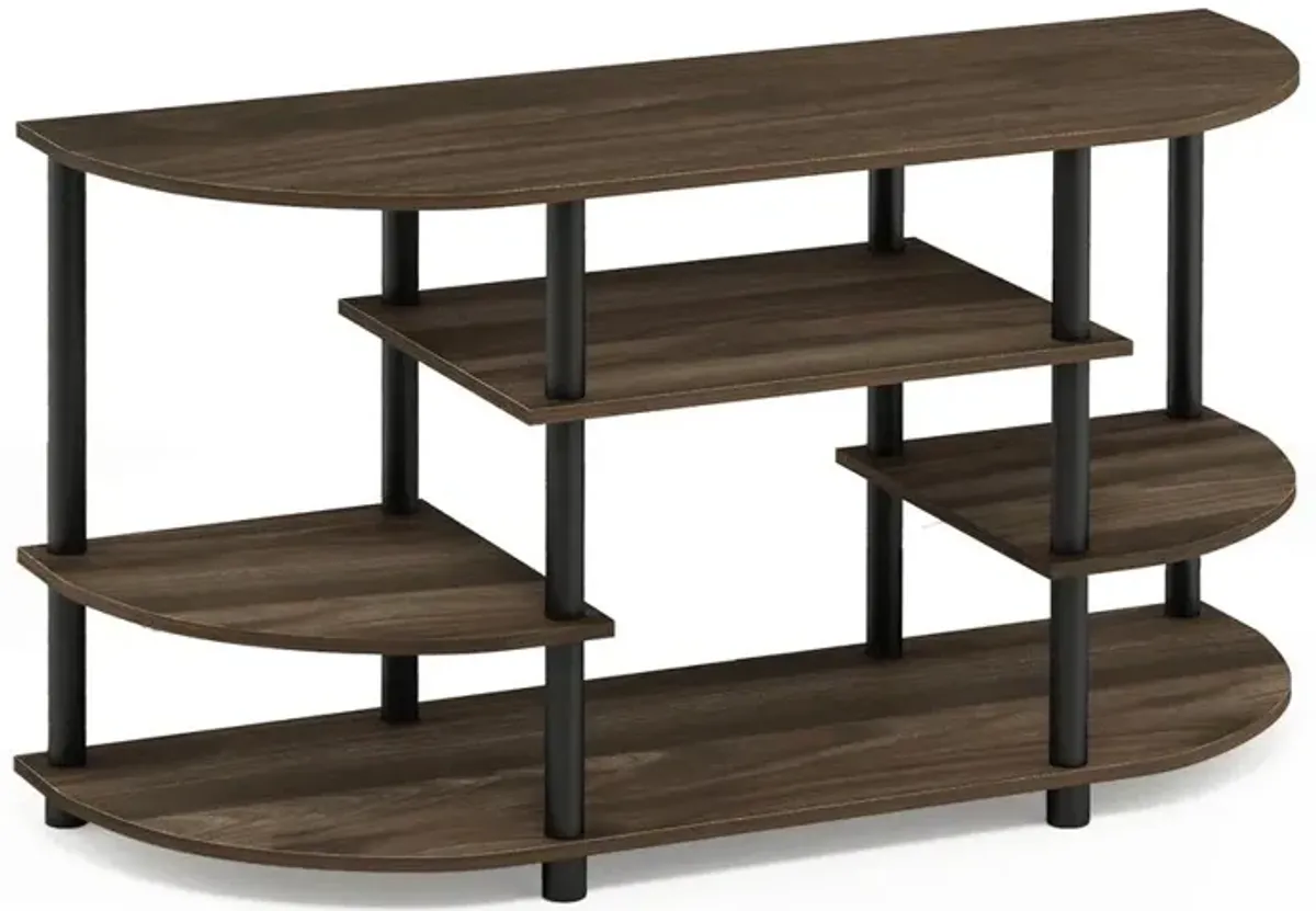 Furinno JAYA 15116 Simple Design Corner TV Stand, Columbia Walnut/Black