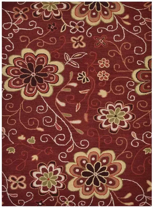 RUGSOTIC CARPETS HAND TUFTED WOOL ECO-FRIENDLY AREA RUGS  - 5'x8', Rectangle Shape, Red, Floral Modern Design, High Pile Thick Handmade Anti Skid Area Rugs for Living Room, Bed Room (K00656)
