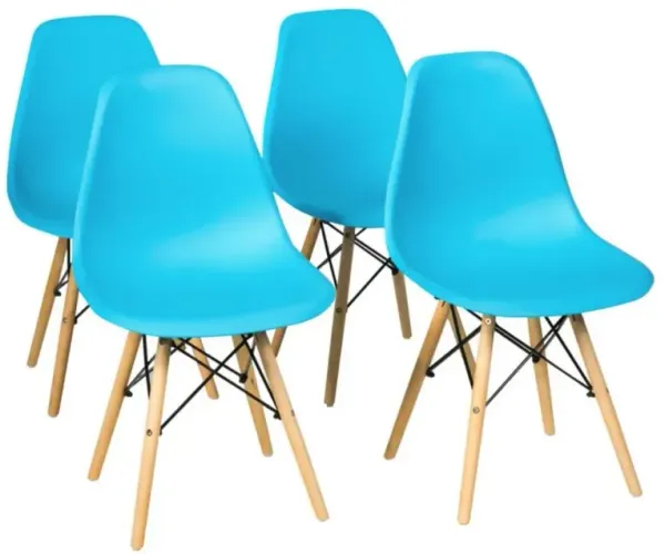 Hivvago 4 Pieces Modern Armless Dining Chair Set with Wood Legs