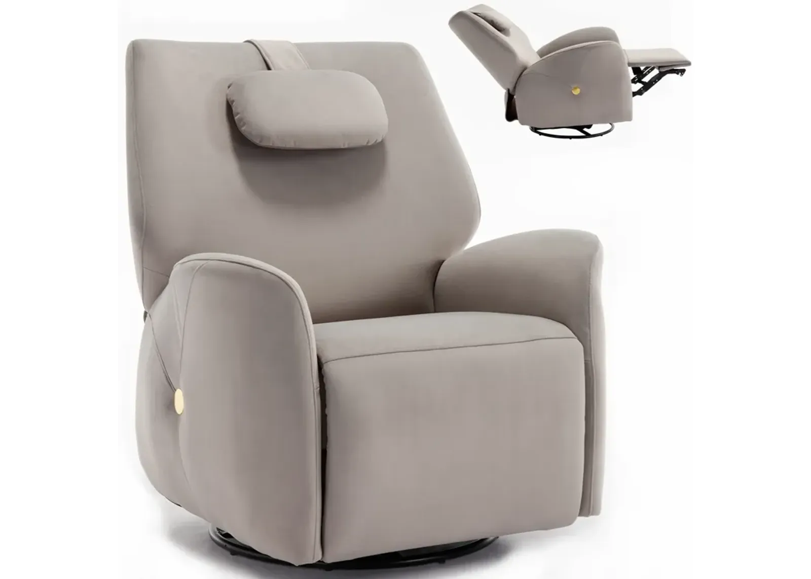 Mondawe Swivel and Rocker Power Recliner Chair with Lumbar and Neck Support Pillow, Heavy Duty Motion Mechanism with USB and Type-C Ports