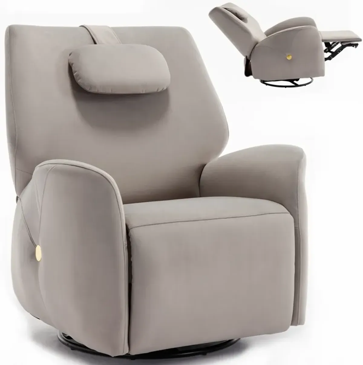 Mondawe Swivel and Rocker Power Recliner Chair with Lumbar and Neck Support Pillow, Heavy Duty Motion Mechanism with USB and Type-C Ports