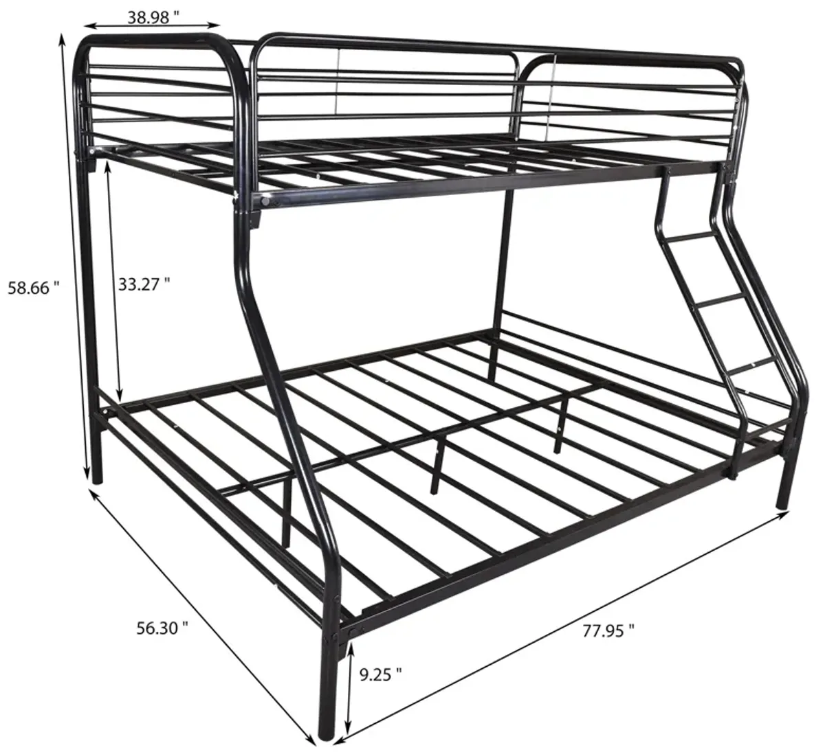 Hivvago Heavy Duty Full Metal Easy Assembly Bunk Bed Frame with Guardrail and Stairs