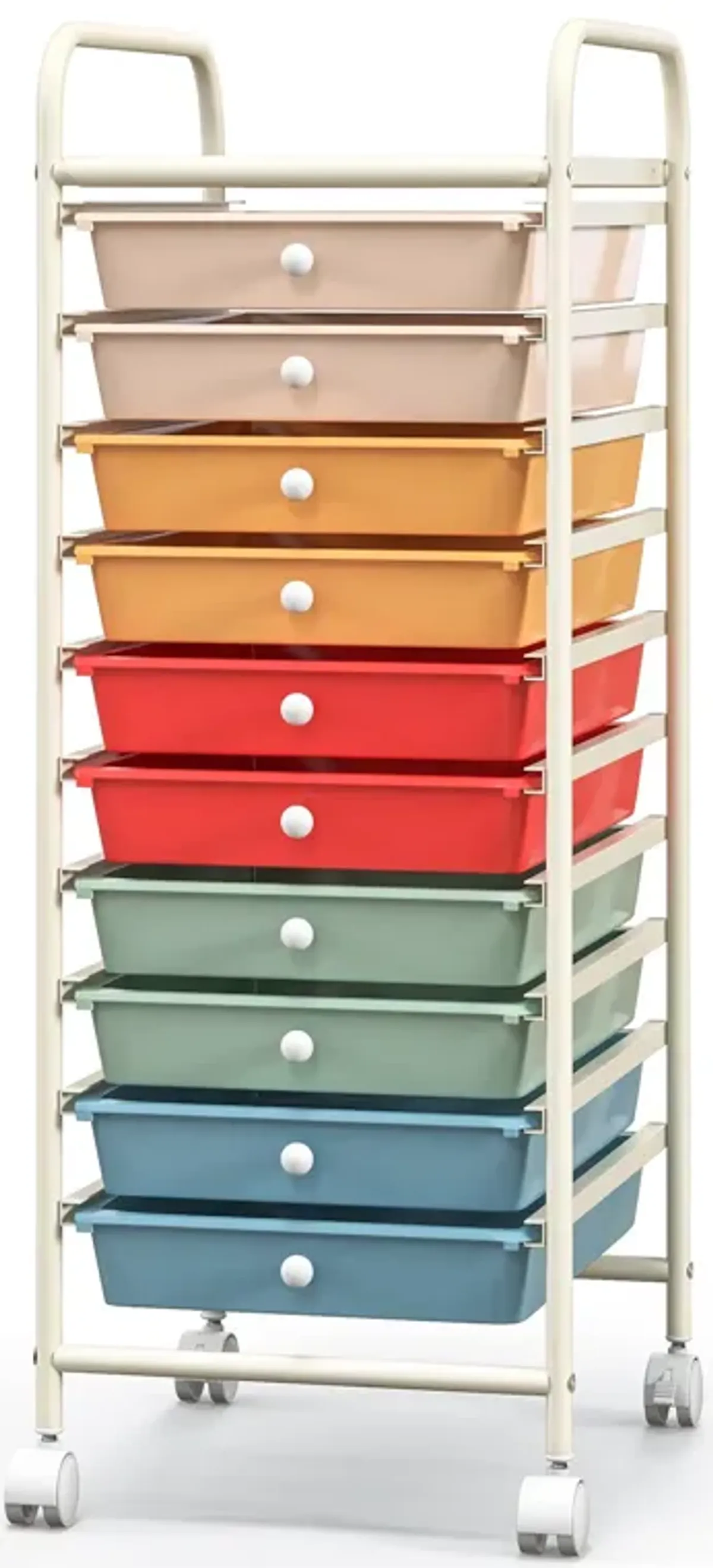 10 Drawer Rolling Storage Cart Organizer with 4 Universal Casters