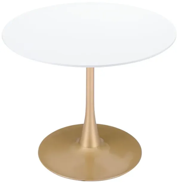 Rounded Steel Pedestal Dining Table with Sturdy Base for Kitchen or Dining Room