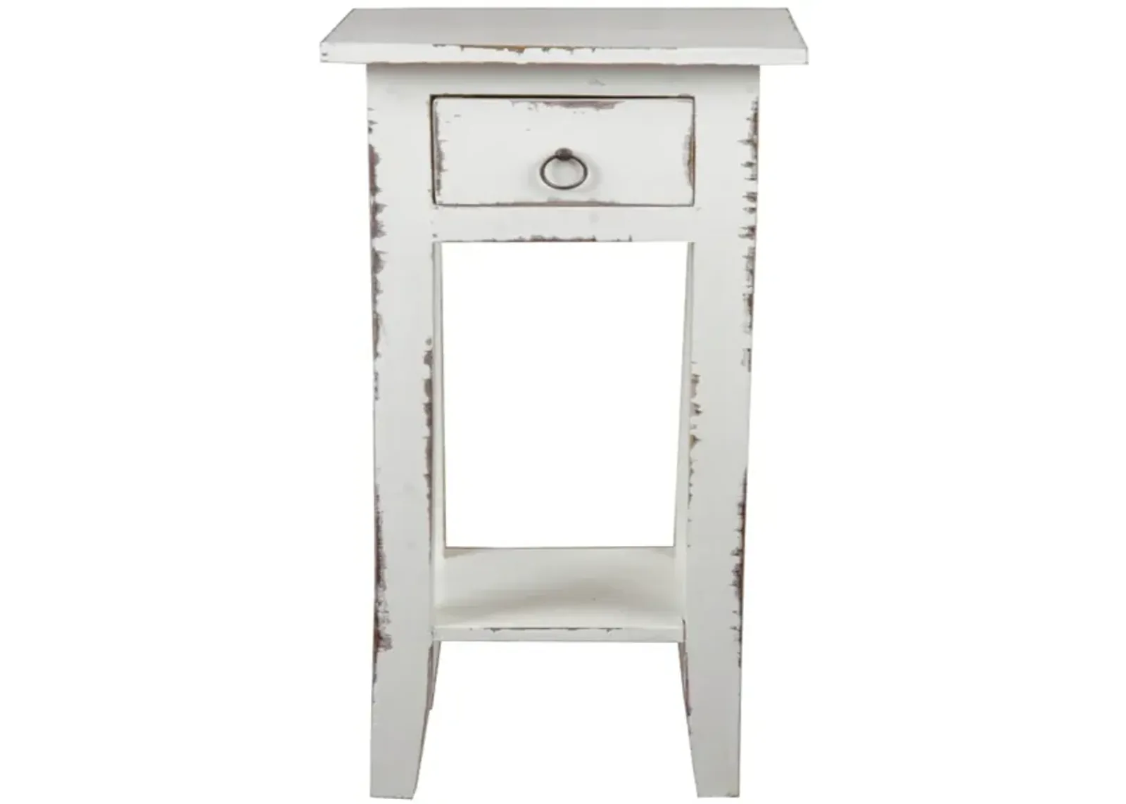 Shabby Chic Cottage 11.8 in. Square Solid Wood End Table with 1 Drawer