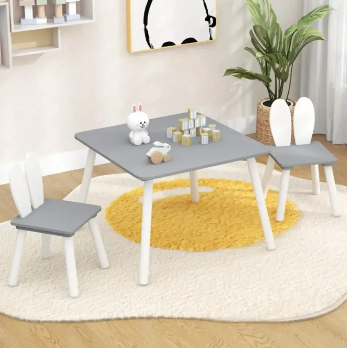 Hivvago 3 Pieces Kids Table and Chairs Set for Arts Crafts Snack Time