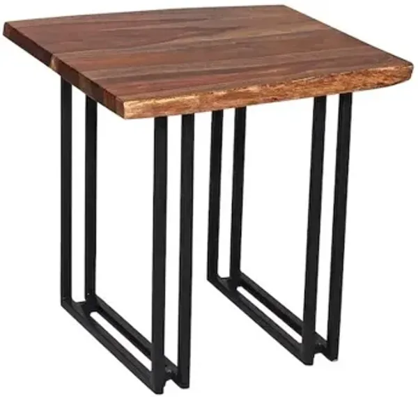 Porter Designs Manzanita Live Edge Solid Sheesham Wood End Table, Brown