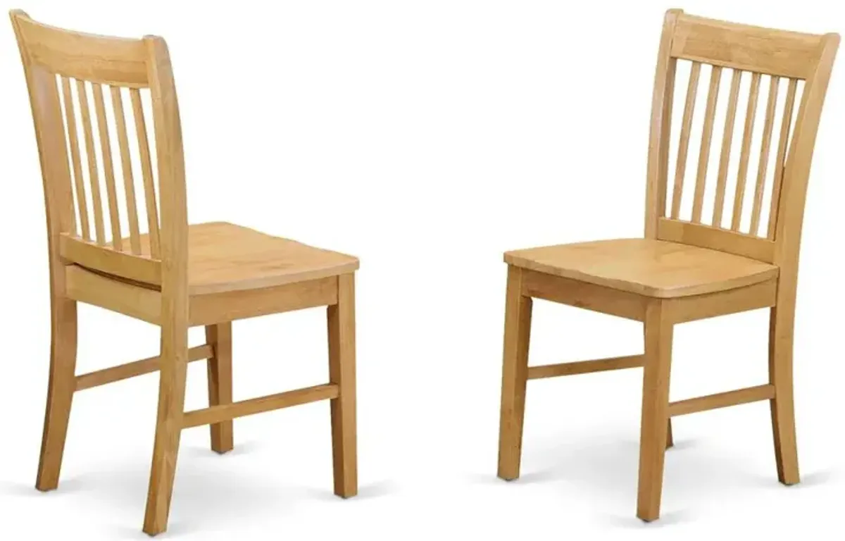 East West Furniture Norfolk  Dining  chair  with  Wood  Seat    -Oak  Finish.,  Set  of  2