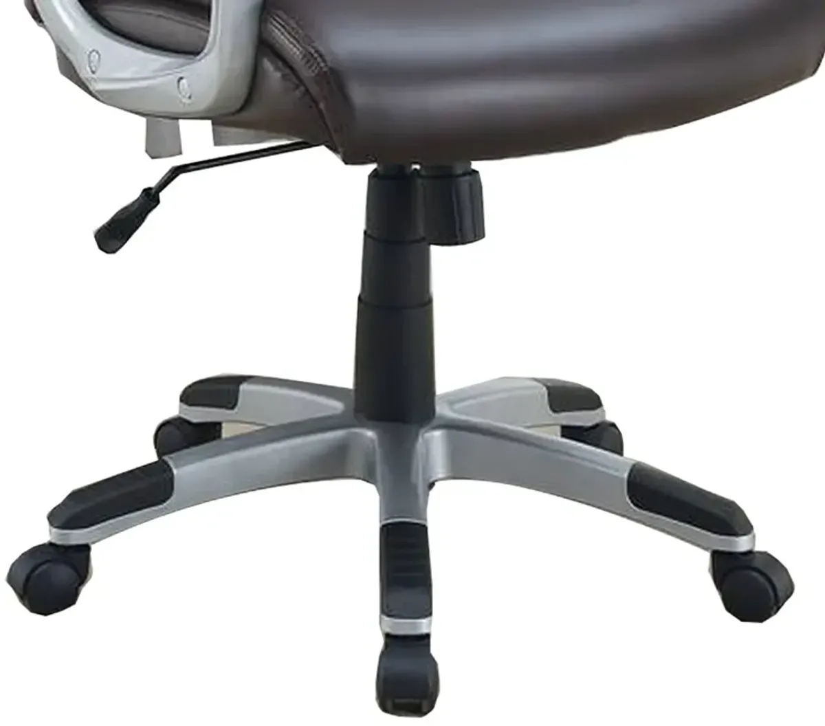 Office Chair with Adjustable Height and Casters, Brown and Silver-Benzara