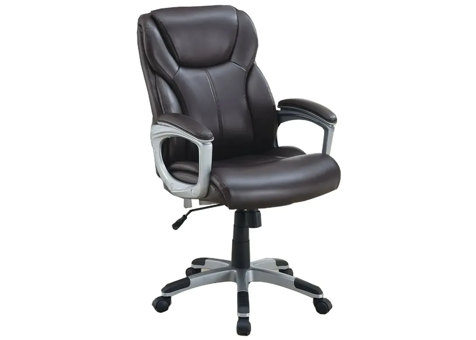 Office Chair with Adjustable Height and Casters, Brown and Silver-Benzara