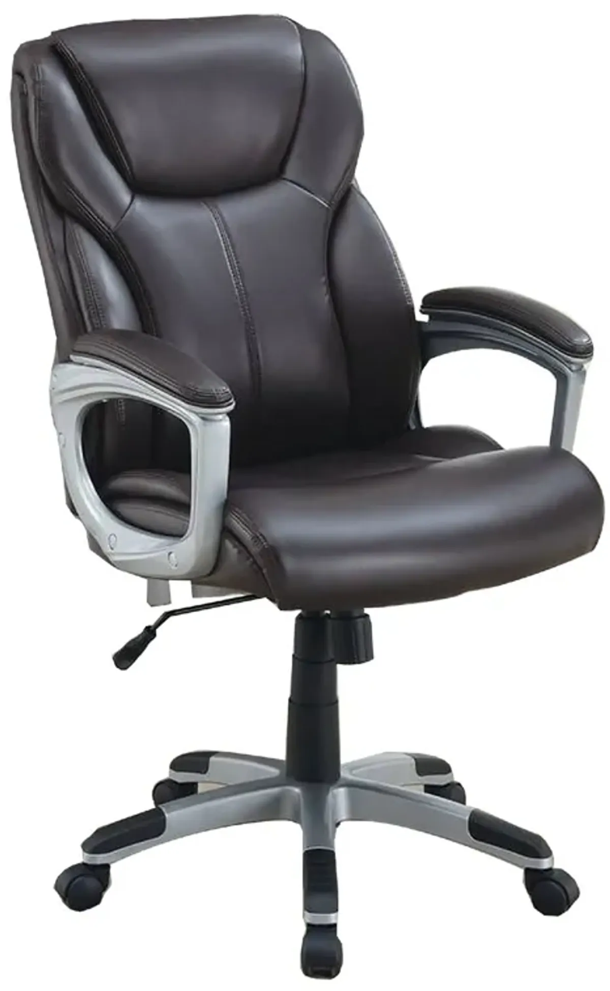 Office Chair with Adjustable Height and Casters, Brown and Silver-Benzara