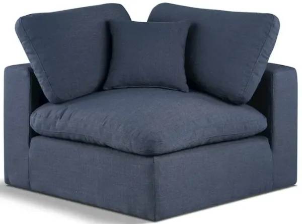 Meridian Furniture Comfy Navy Linen Textured Fabric Modular Corner Chair