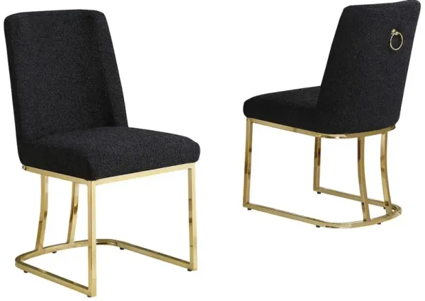 Best Quality Furniture Black With Gold Chrome Base Side Chairs, Set Of 2