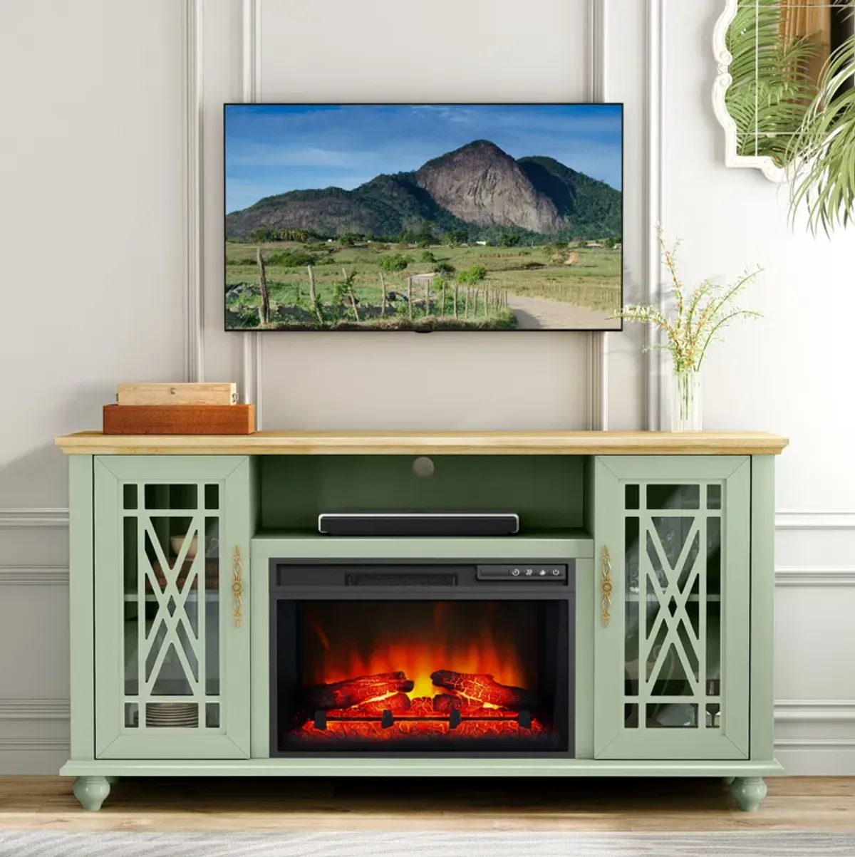 FESTIVO Elegant 61" TV Stand with Fireplace