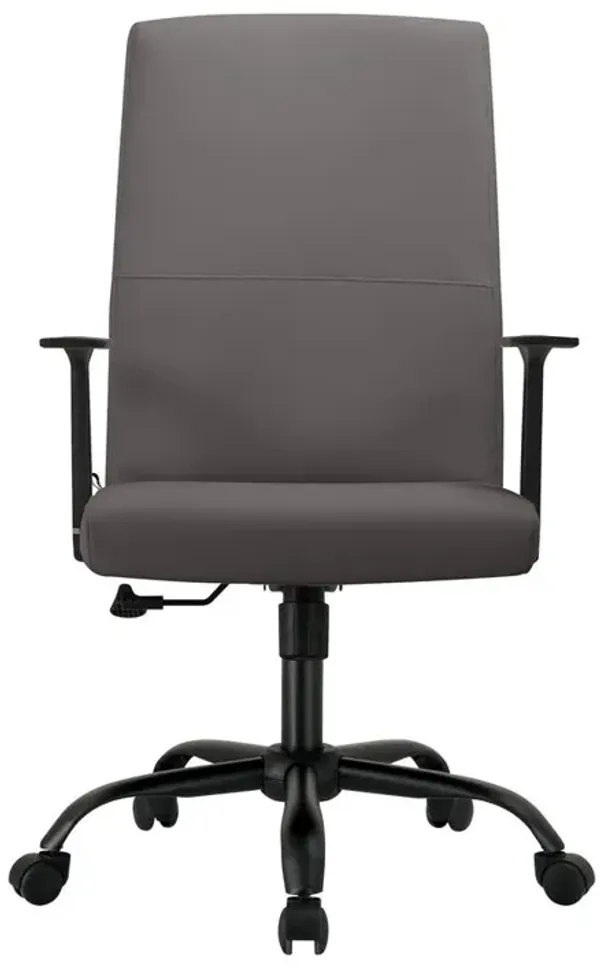 LeisureMod Evander Series Office Guest Chair in Grey Leather