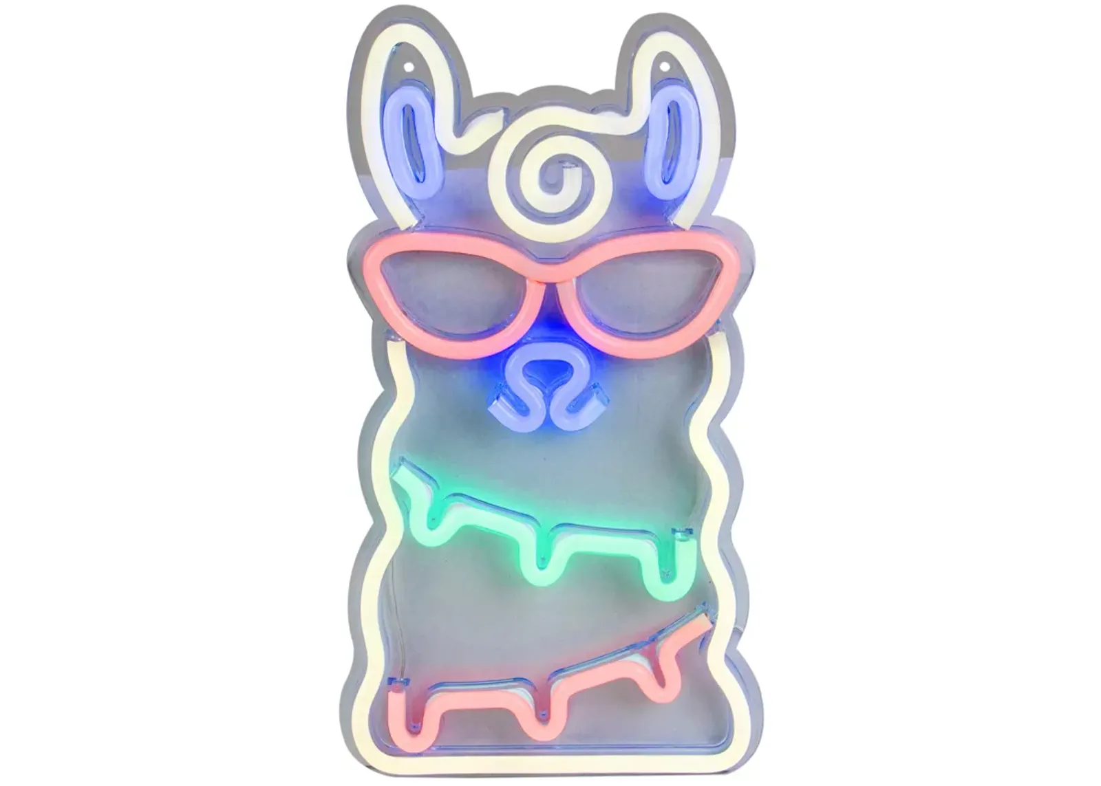 15" Groovy White Alpaca with Red Sunglasses LED Lighted Wall Sign