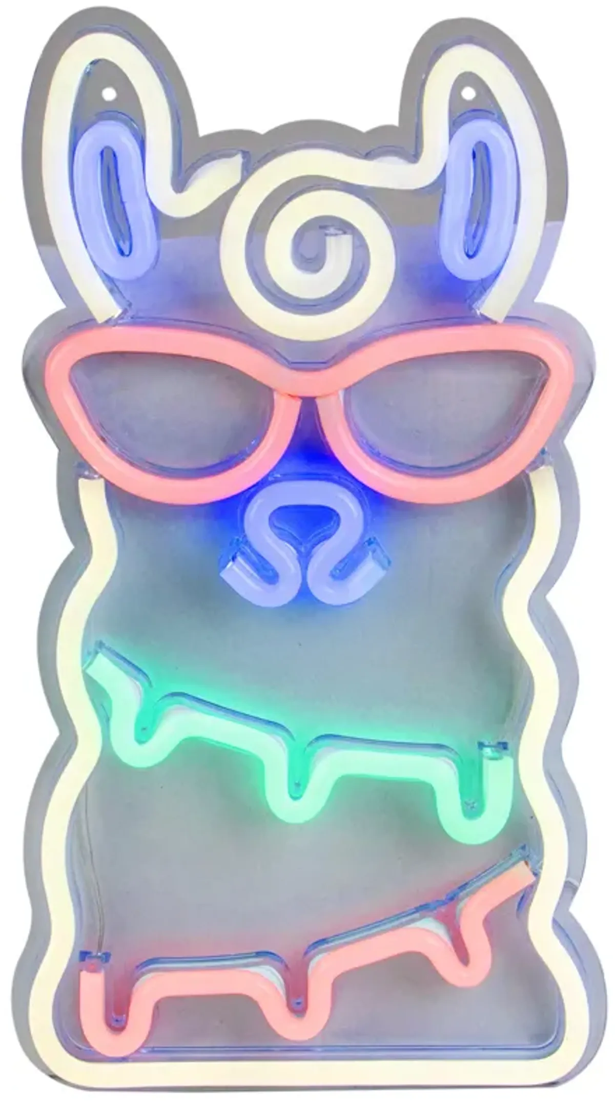 15" Groovy White Alpaca with Red Sunglasses LED Lighted Wall Sign