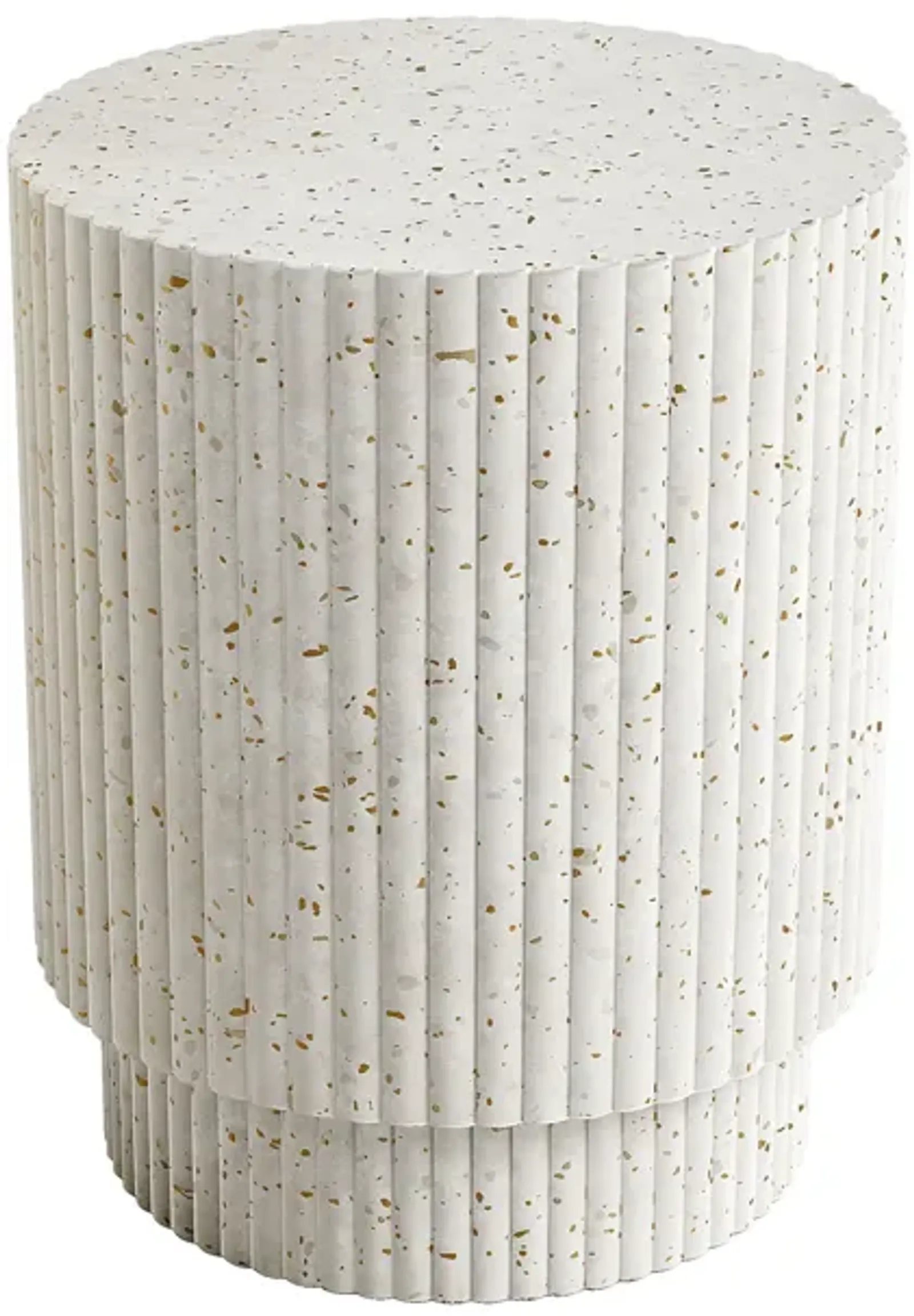 16" SHEILA OUTDOOR & INDOOR SIDE TABLE - STONED WHITE