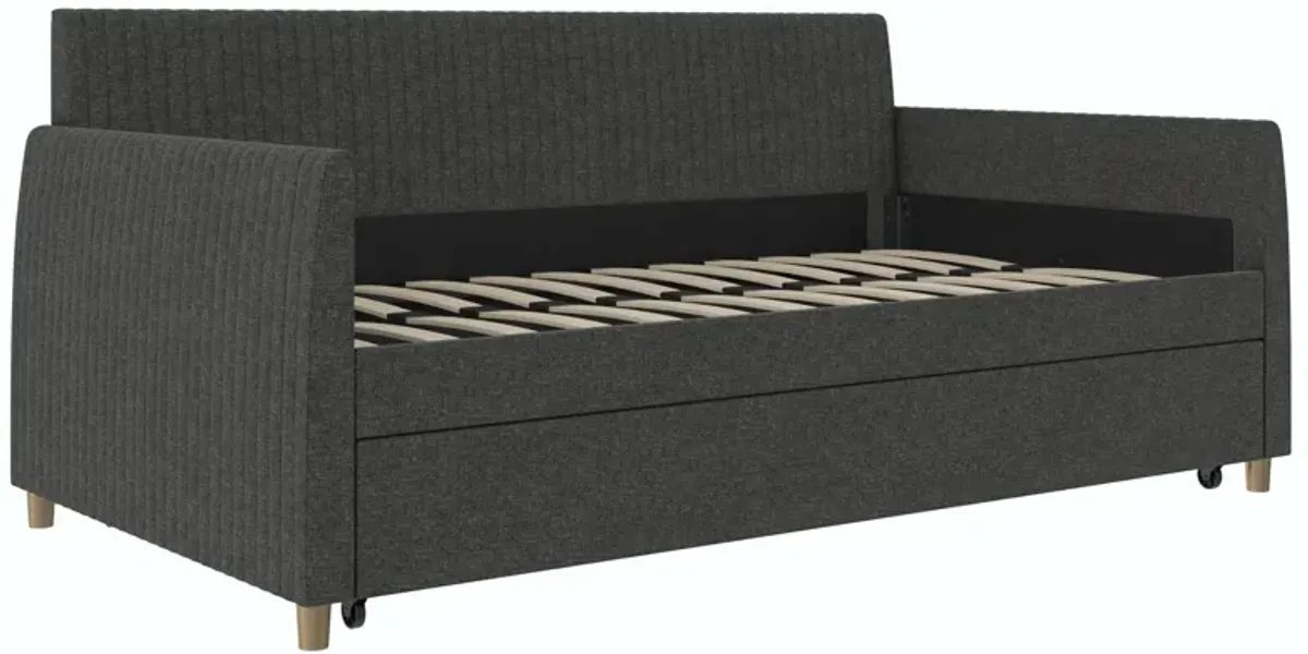 Mr. Kate Daphne Upholstered Daybed with Trundle, Twin/Twin, Dark Gray Linen