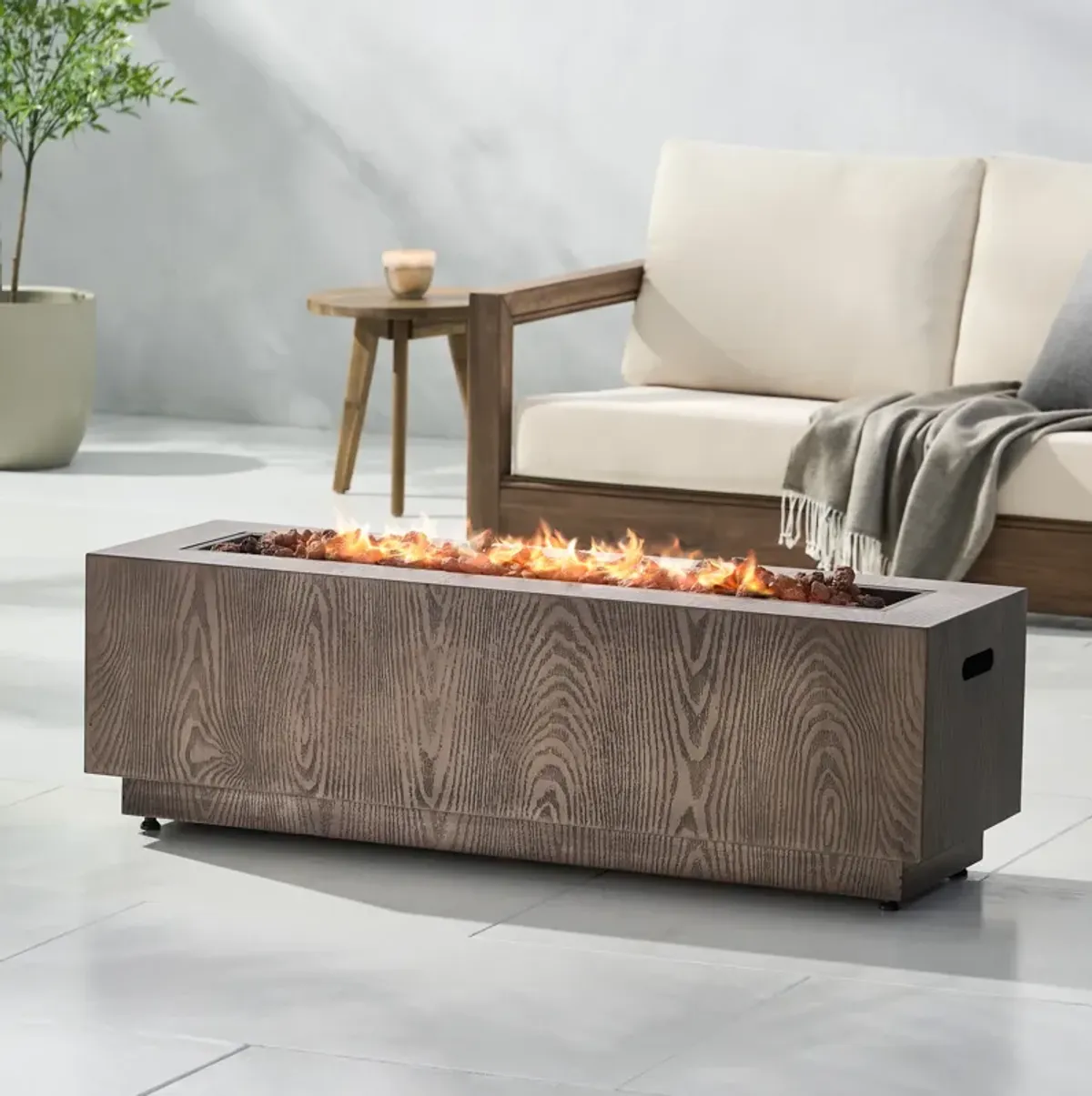 Cozy Outdoor Propane Fire Pit, 50,000 BTU, 48" W x 15" D x 15" H