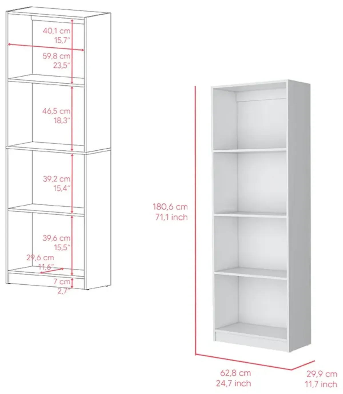 Bookcase Benzoni, Office, White