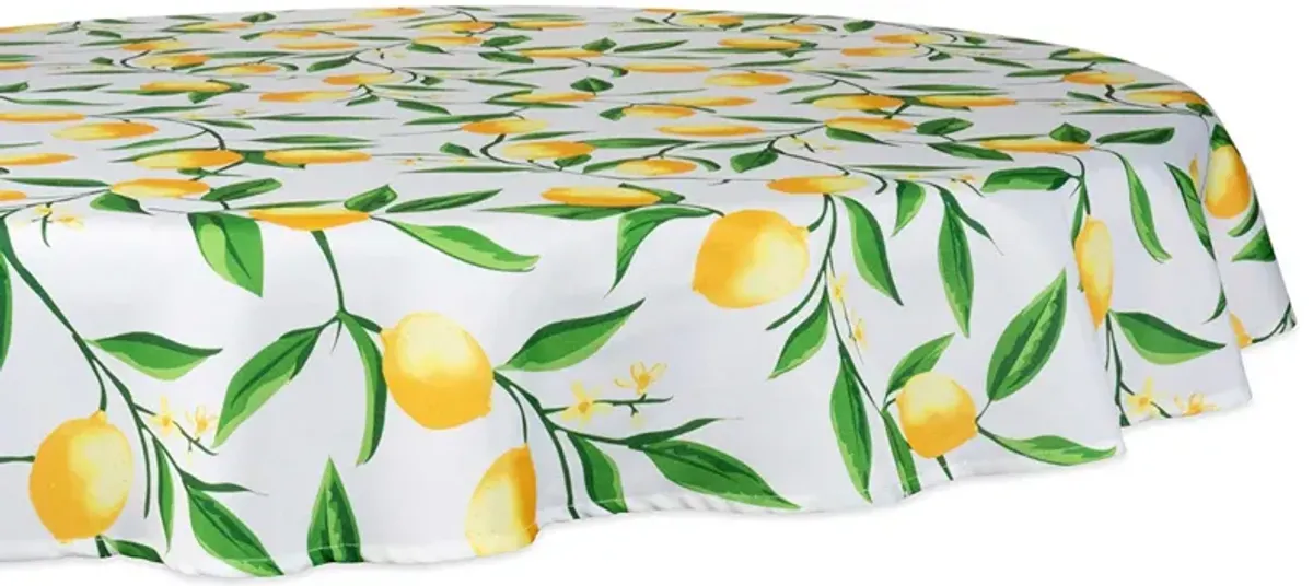 60" Round Outdoor Tablecloth with Lemon Bliss Print Design