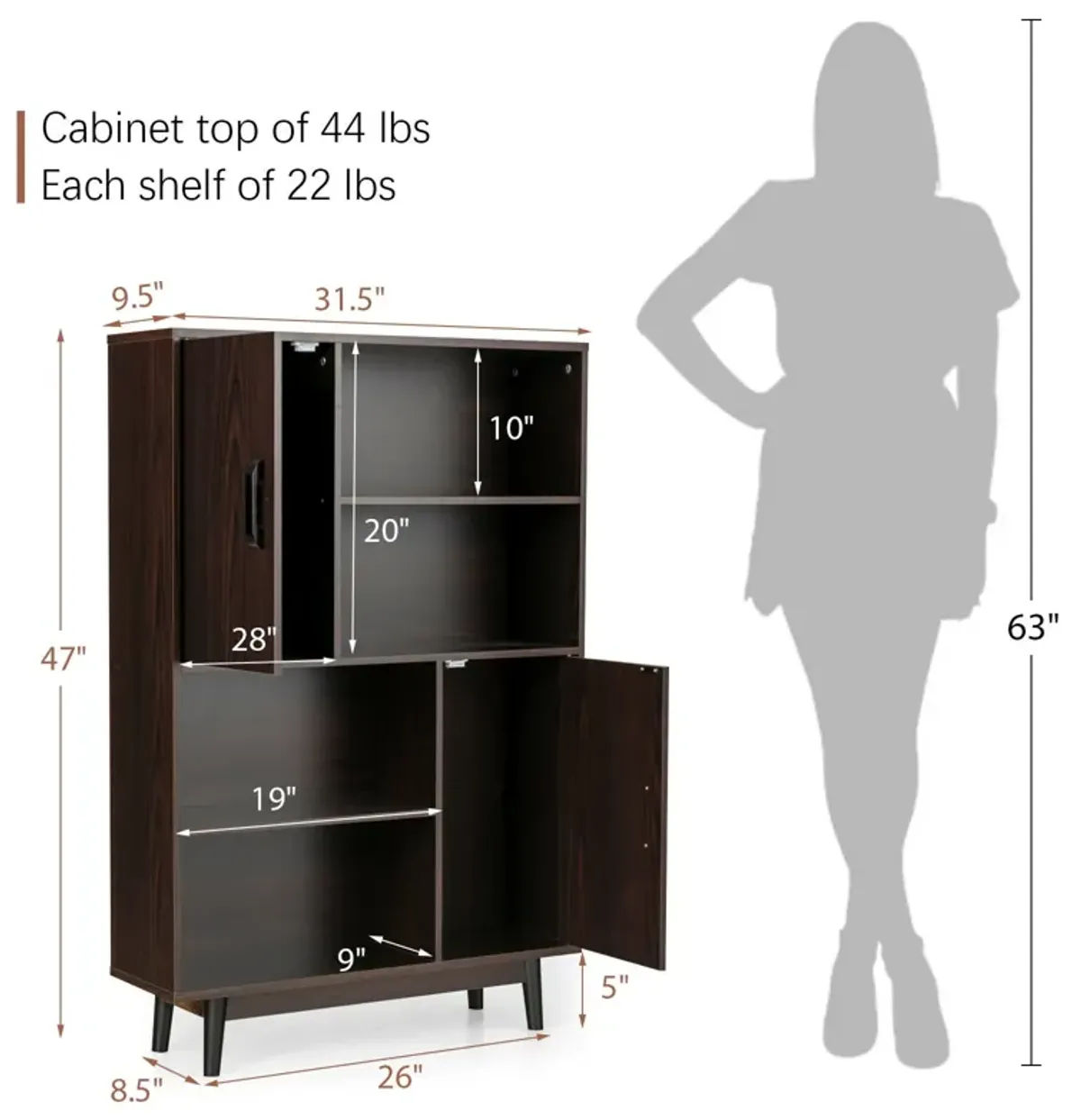 Sideboard Storage Cabinet with Door Shelf