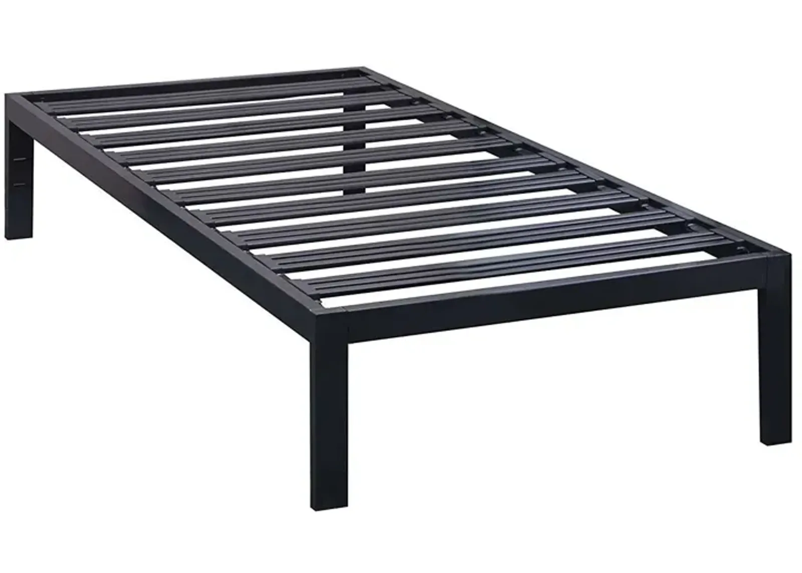 Hivvago Twin XL Heavy Duty Wide Slat Steel Platform Bed Frame in Black Metal Finish