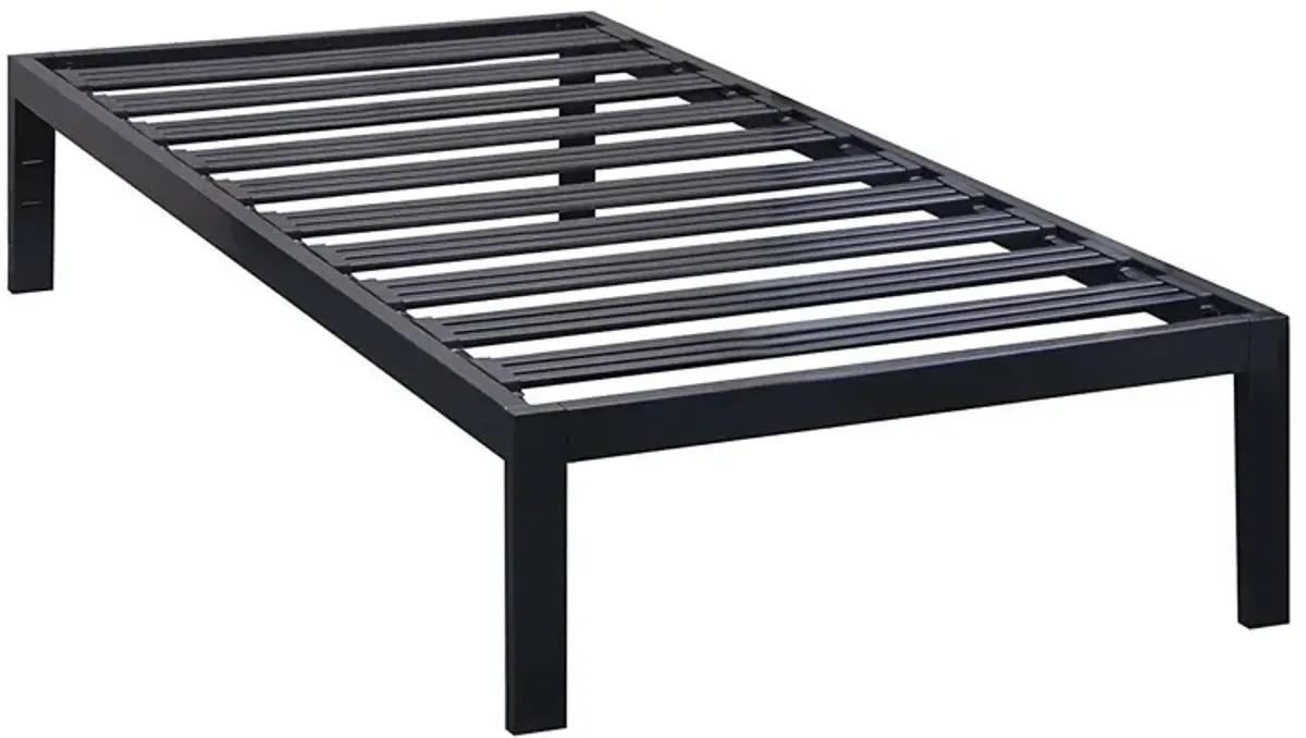 Hivvago Twin XL Heavy Duty Wide Slat Steel Platform Bed Frame in Black Metal Finish