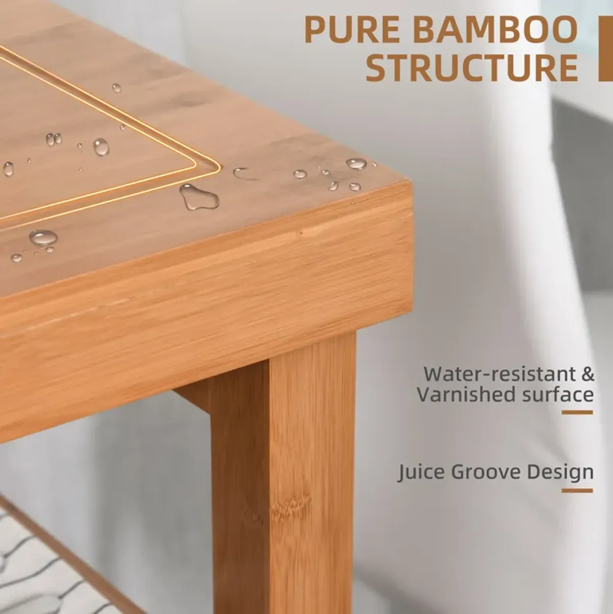 Bamboo Kitchen Organizer: Utility Cart with Drawers and Shelves