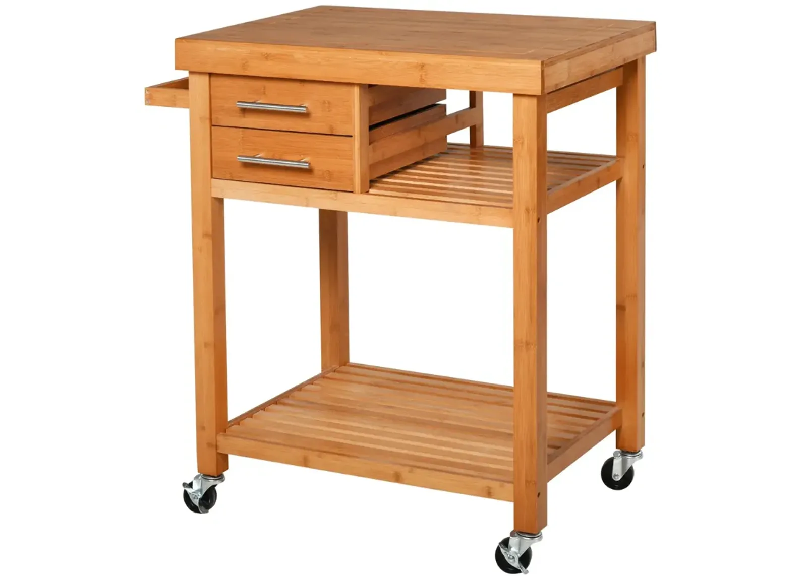 Bamboo Kitchen Organizer: Utility Cart with Drawers and Shelves